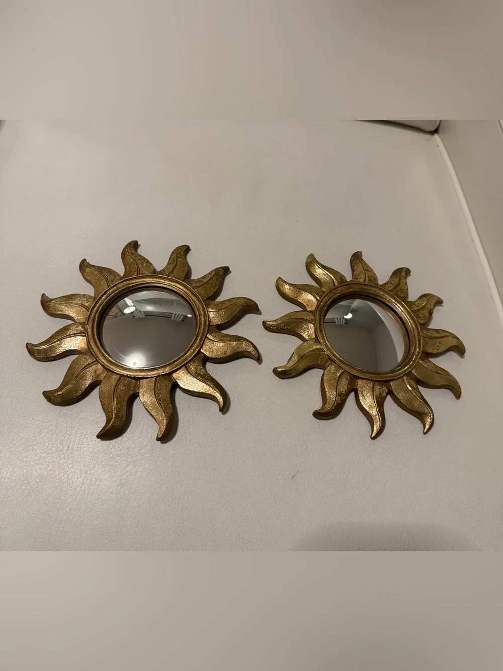 Vintage Pier 1 Celestial Gold Sunburst Mirror Frame Set of 2 – Made in Korea